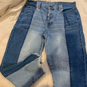 American Eagle High Waisted Two tone jeans